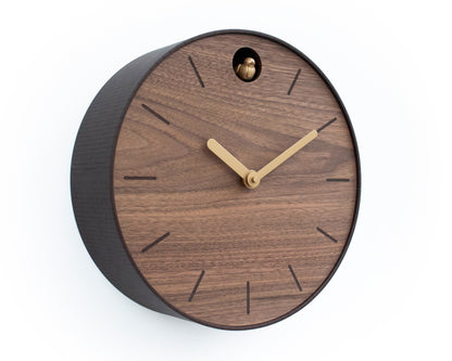 Minimal Walnut Cuckoo Clock – Custom Color Round Design
