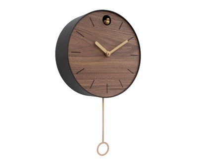 Minimal Walnut Cuckoo Clock – Custom Color Round Design