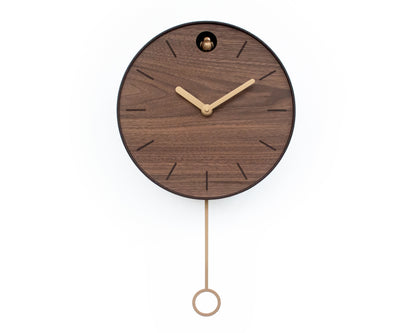 Minimal Walnut Cuckoo Clock – Custom Color Round Design