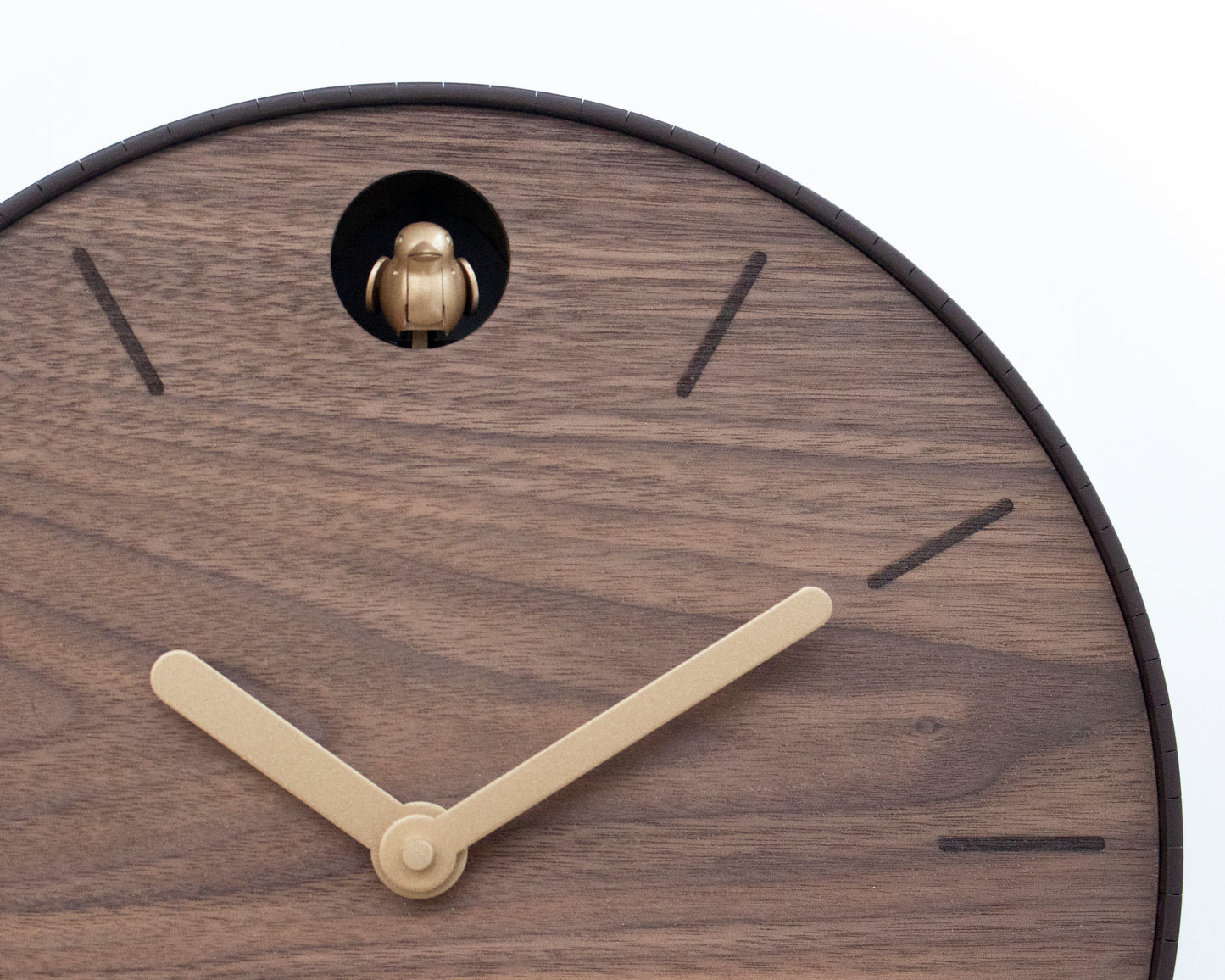 Minimal Walnut Cuckoo Clock – Custom Color Round Design