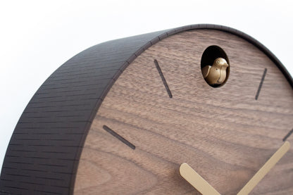 Minimal Walnut Cuckoo Clock – Custom Color Round Design