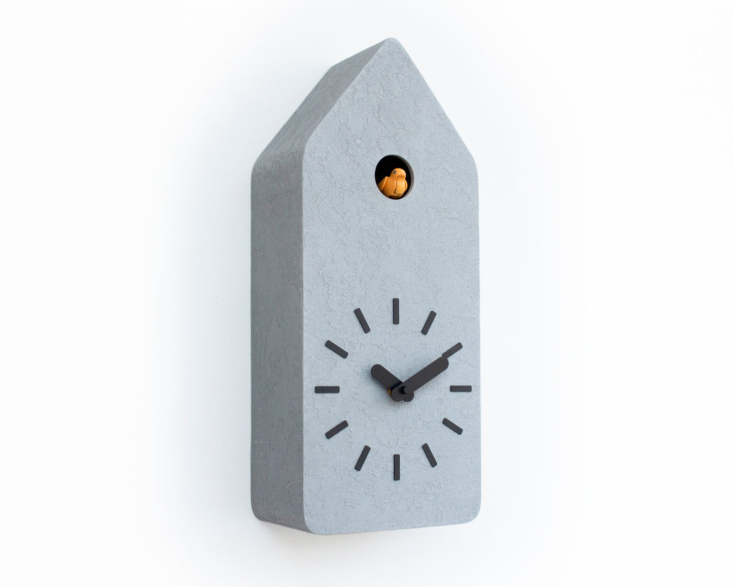 Cuckoo Clock - Concrete coated with black accessories and amber bird