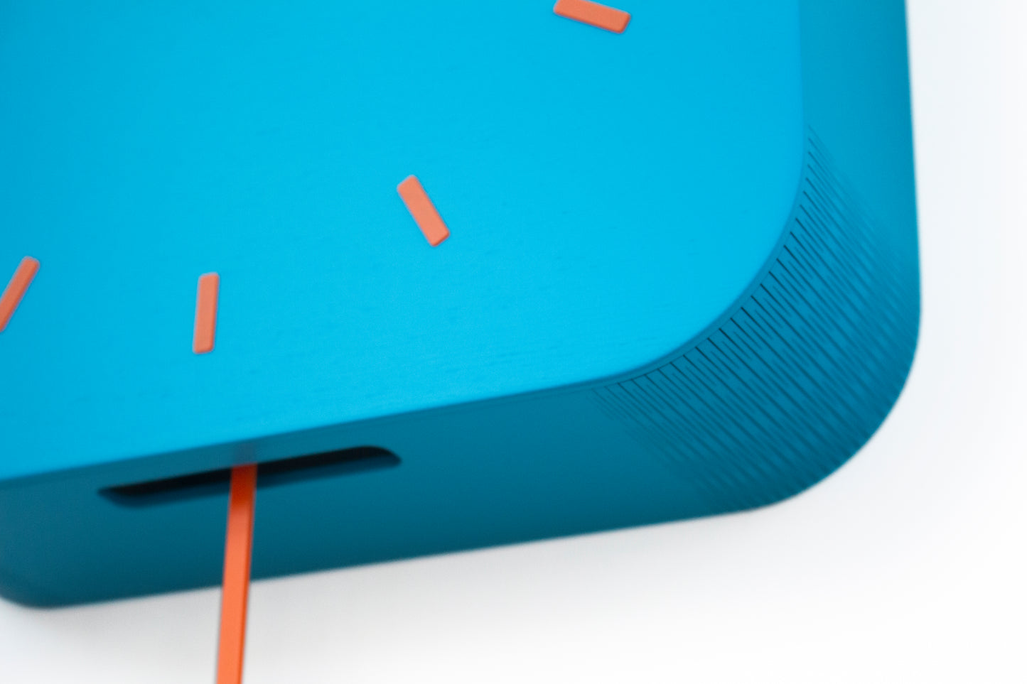 Bright Turquoise Cuckoo Clock with Orange Details, Playful Modern Home Decor