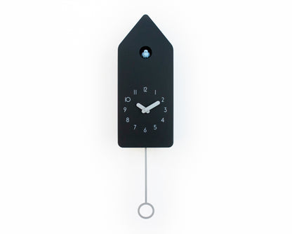Cuckoo Clock - Black with Silver accessories and Mild Blue Bird