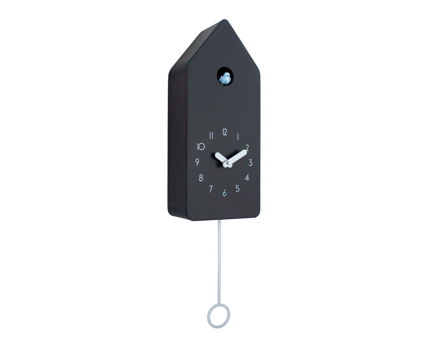 Cuckoo Clock - Black with Silver accessories and Mild Blue Bird