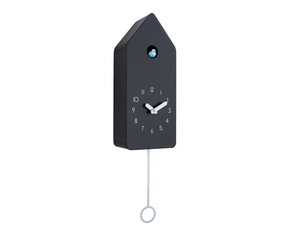 Cuckoo Clock - Black with Silver accessories and Mild Blue Bird