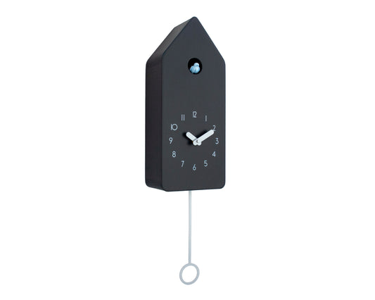 Cuckoo Clock - Black with Silver accessories and Mild Blue Bird