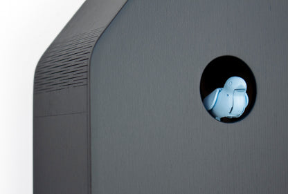 Cuckoo Clock - Black with Silver accessories and Mild Blue Bird