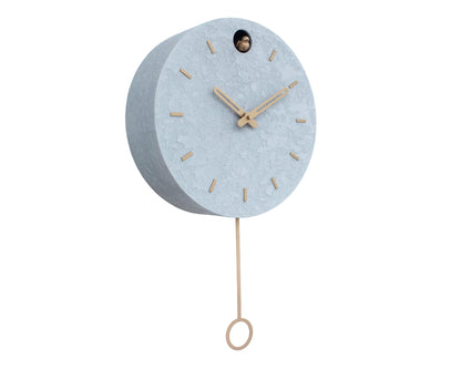 Minimal Concrete Cuckoo Clock – Modern Wall Decor, Brass Details, Optional Pendulum