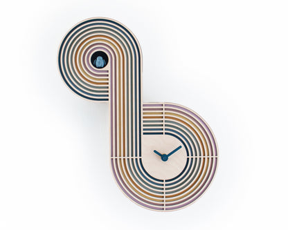 Statement Cuckoo Clock, Abstract Wooden Wall Decor, Modern Home Accent