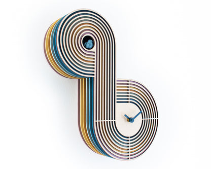 Statement Cuckoo Clock, Abstract Wooden Wall Decor, Modern Home Accent