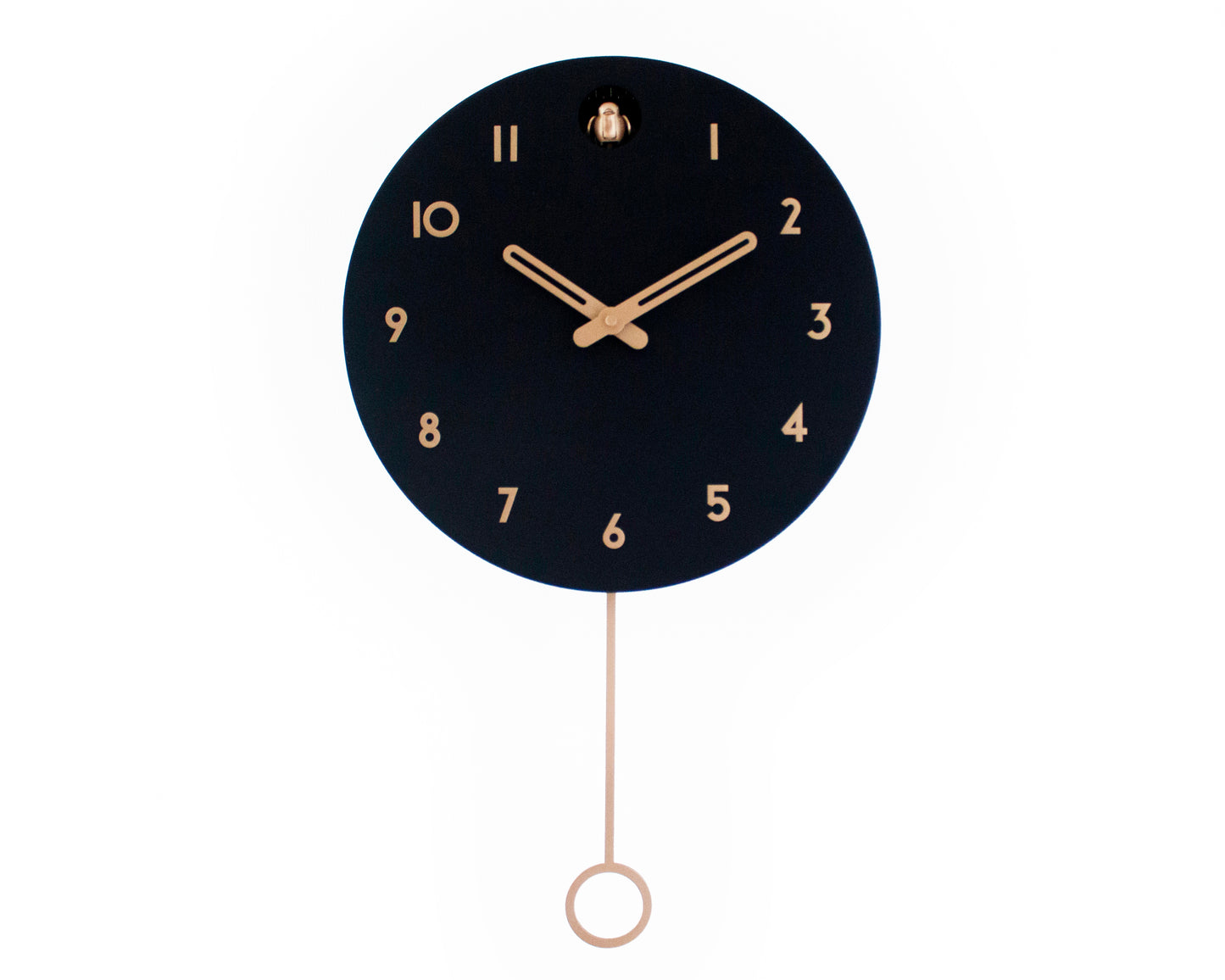 Black Cuckoo Clock, Brass Colored Details, Modern Wall Decor, Minimalist Wooden Handmade Design