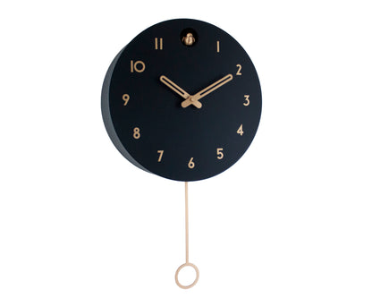 Black Cuckoo Clock, Brass Colored Details, Modern Wall Decor, Minimalist Wooden Handmade Design