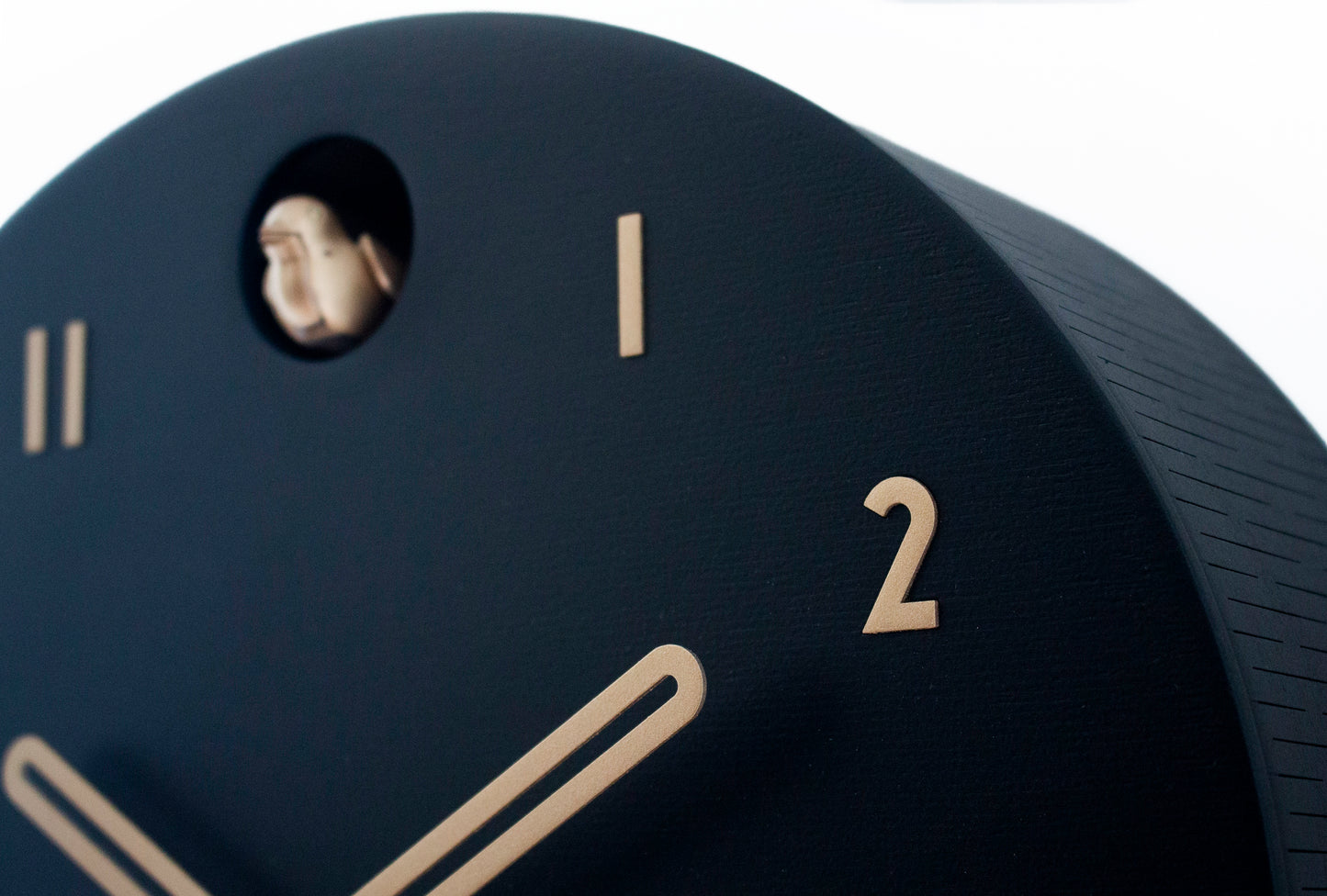 Black Cuckoo Clock, Brass Colored Details, Modern Wall Decor, Minimalist Wooden Handmade Design