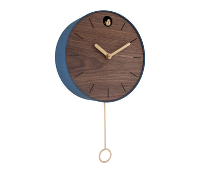 Round Walnut Cuckoo Clock – Wooden Design with Custom Colors and Pendulum Option