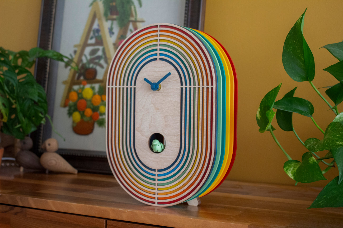 Unique Retro Modern Cuckoo Clock - Multi Colored