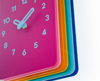 Layered Wood Cuckoo Clock, Rainbow House Shape, Modern Nursery Decor