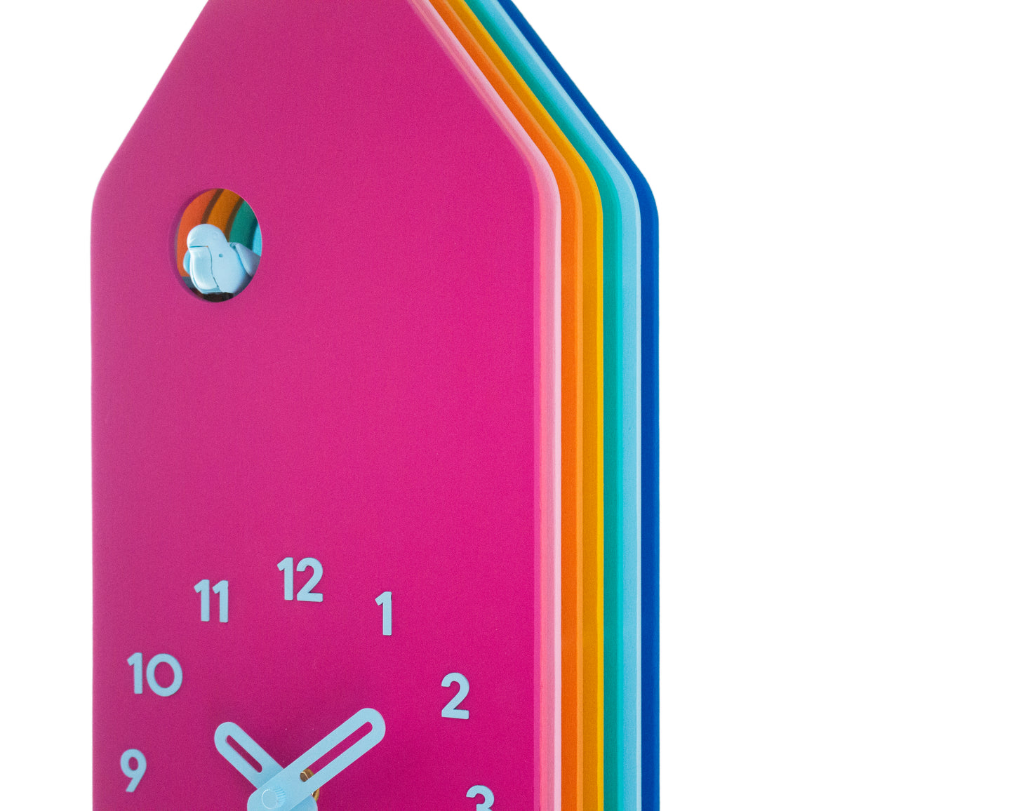 Layered Wood Cuckoo Clock, Rainbow House Shape, Modern Nursery Decor