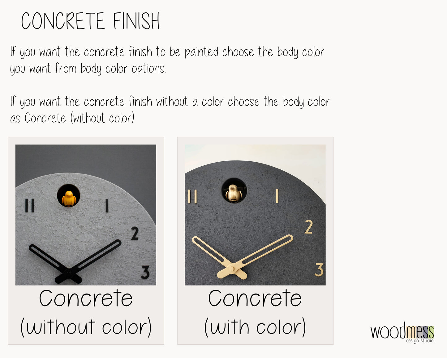 Handmade Concrete Cuckoo Clock - Modern Circle Design