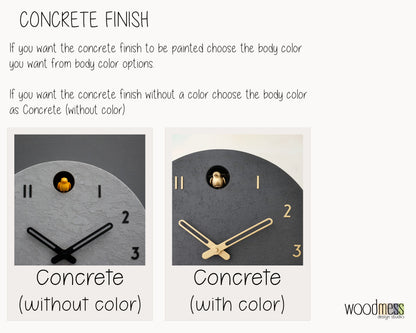 Handmade Concrete Cuckoo Clock - Modern Circle Design