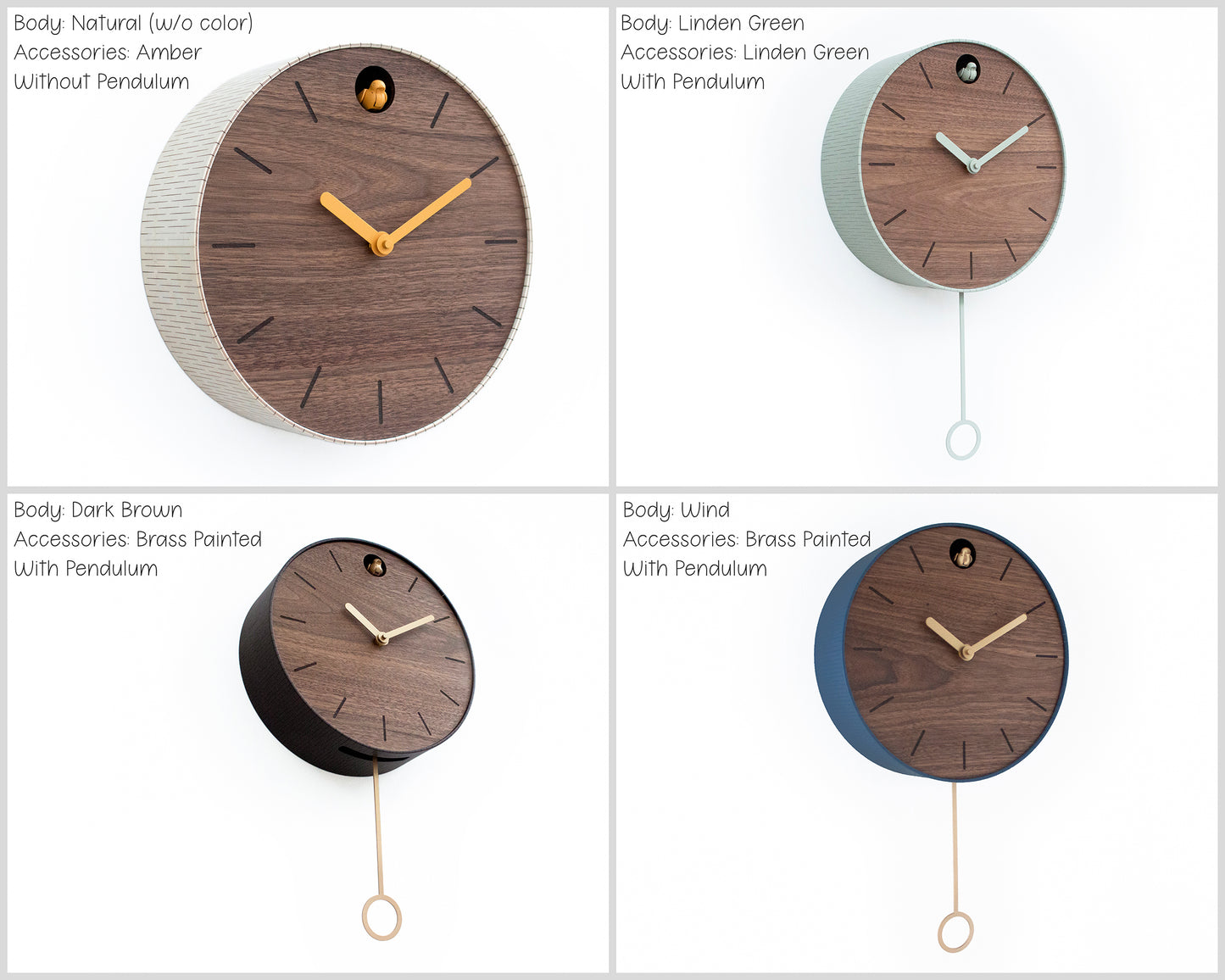 Customizable Modern Cuckoo Clock - Walnut Wood