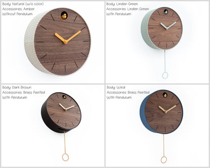 Customizable Modern Cuckoo Clock - Walnut Wood
