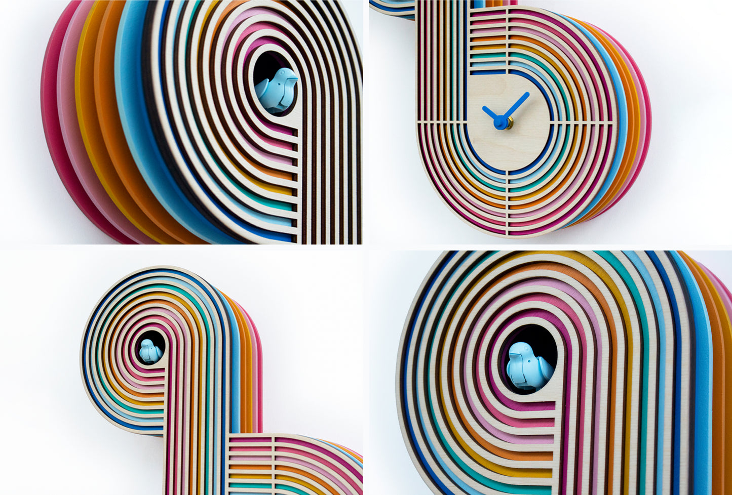 Unique Modern Cuckoo Clock - Multi Colored